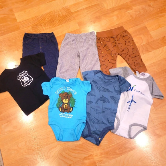 6 month baby clothing bundle gender neutral onesies pants - Picture 1 of 5
